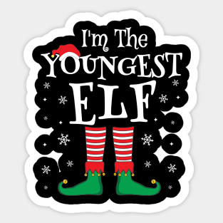 I'm The Youngest Elf Matching Family Christmas Pajama Shirt Sticker